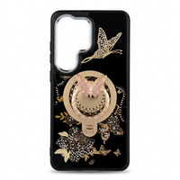 Glitter Sparkle Butterflies Ring Stand Bling Diamond Kickstand Shockproof Protective Cover in black, compatible for  SAMSUNG S26