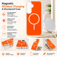 Magnetic Wireless Charging  & Shockproof case in orange, compatible with SAMSUNG A27_PC84-SAMA27ORG