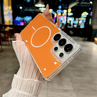 Magnetic  & Shockproof case in orange, compatible with SAMSUNG S26_PC84-SAMS26ORG