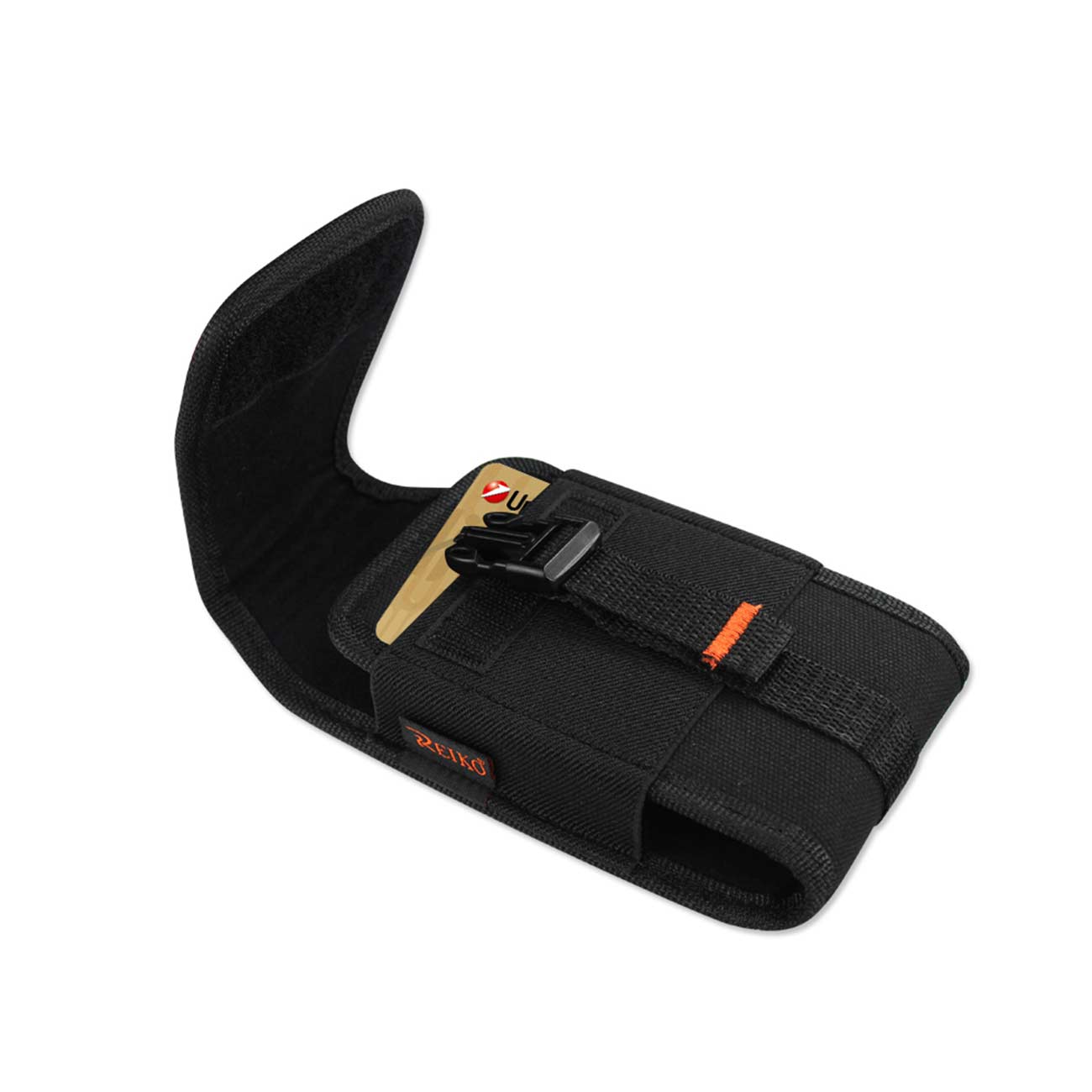 Reiko Vertical Rugged Pouch With Velcro And  Belt Clip In Black (7.0X3.9X0.7 Inches)