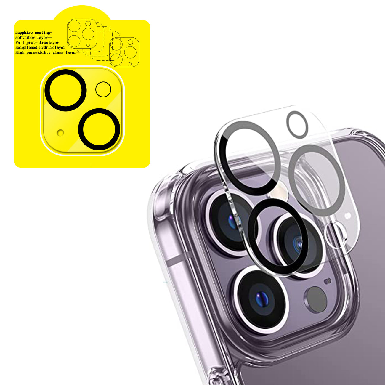 SCP15B-IPH16PRO-16PROMAXCL Reiko Clear Camera Protector for iPhone 16 Pro/16 Pro Max