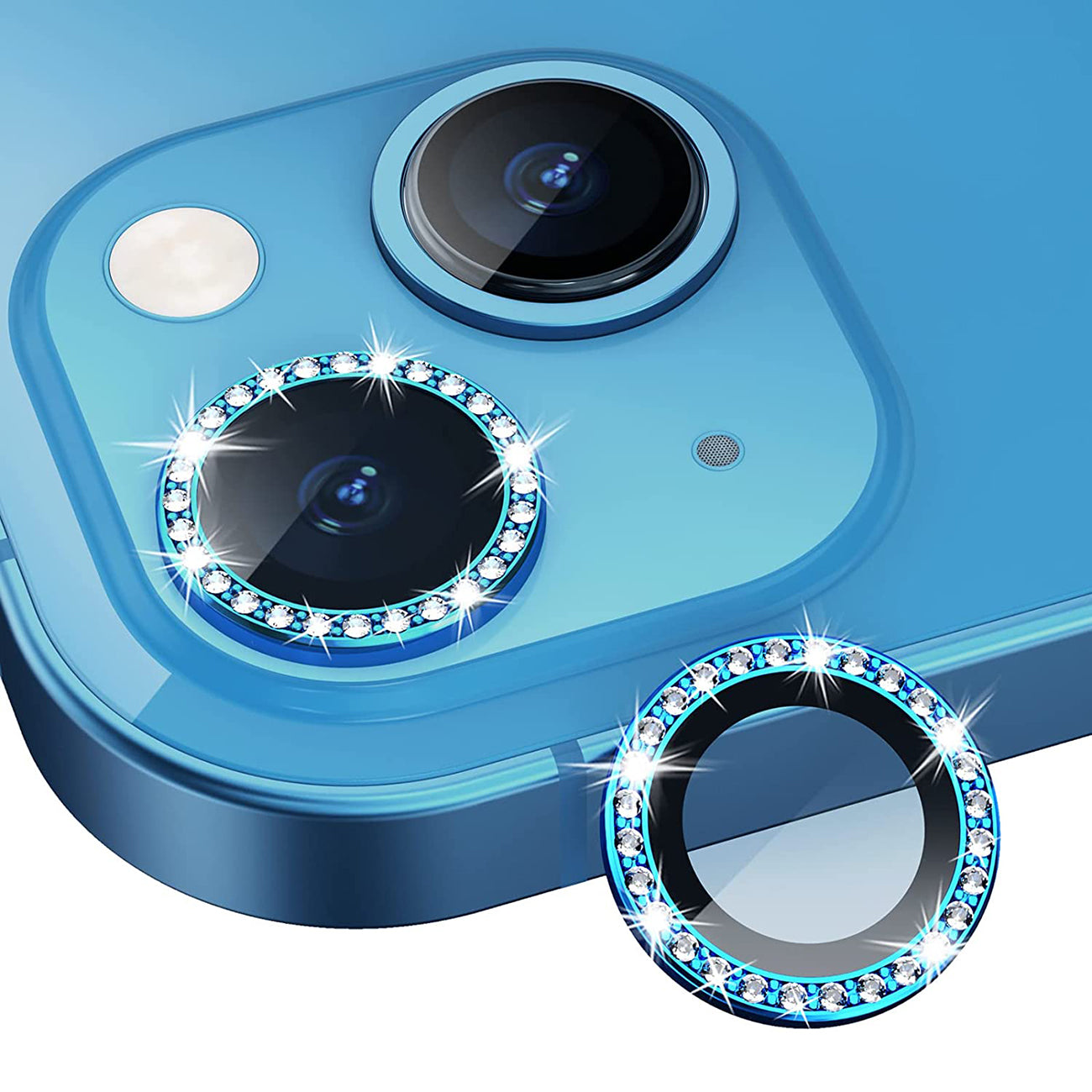 Diamond Camera Lens Protector, Diamond Tempered Glass Camera Cover Screen Protector for iPhone 17 In Blue