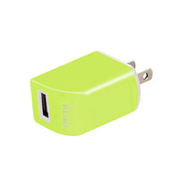 Reiko 1 AMP Dual Color Portable Travel USB Adapter Charger In Green