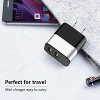 Dual Port USB Wall Charger/ Power Adapter/ Charging Block In Silver (12pcs)