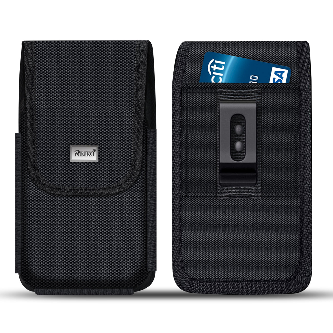 Reiko Vertical Rugged Custom EVA Pouch With Magnetic Closure and Belt Clip In Black (6.6 x3.5 x 0.7 Inches)