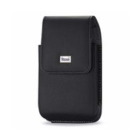 Reiko Vertical Leather Pouch With Magnetic Closure and Belt Loop In Black (4.4 x 2.3 x 0.9 Inches)