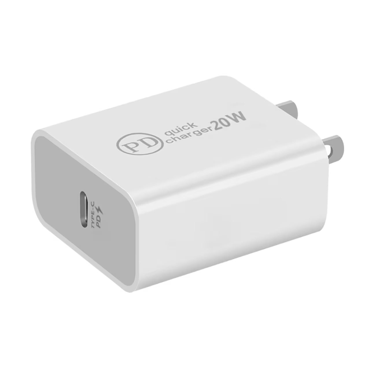 20W Power Delivery Travel Wall Charger Adapter with Type-C Port In White