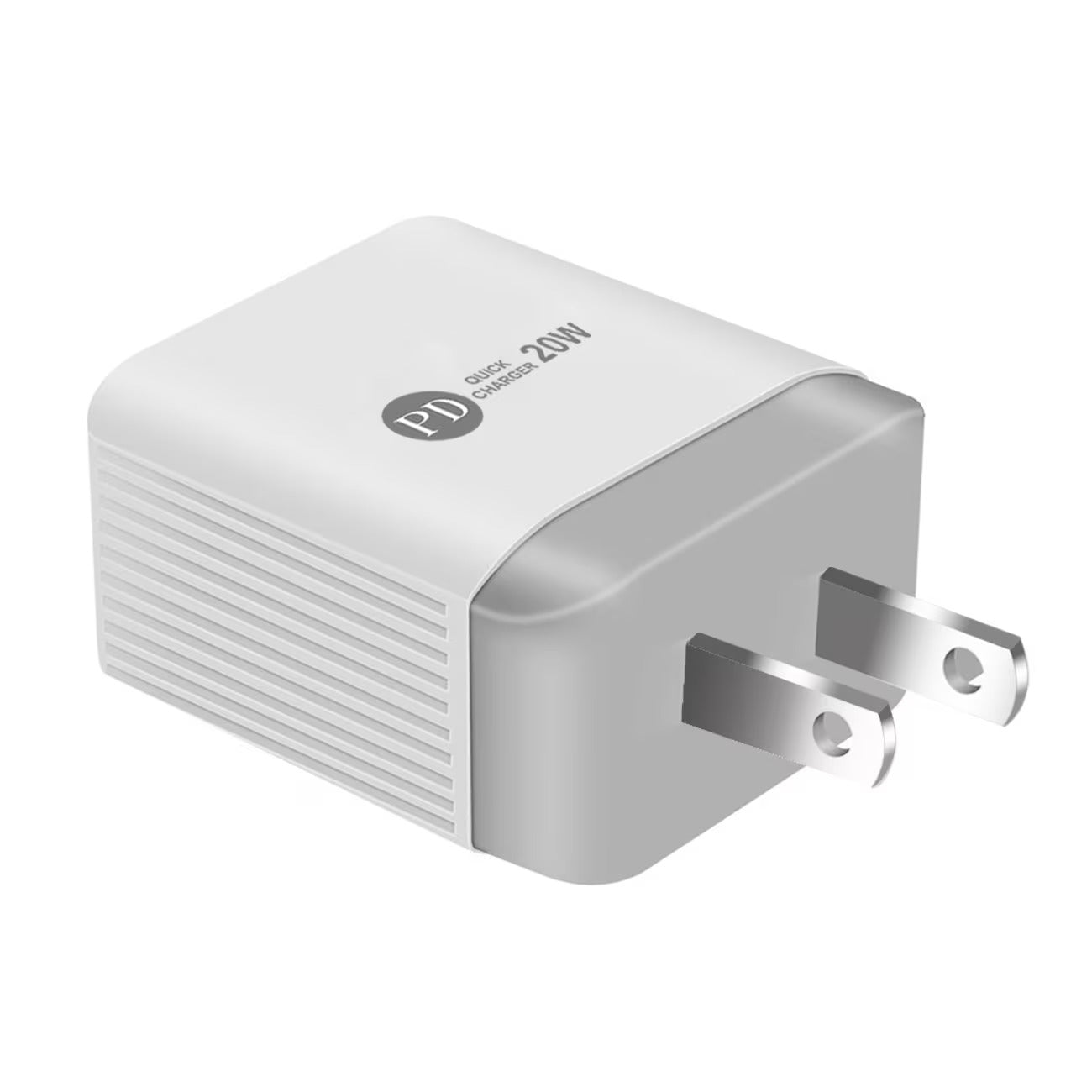 20W Power Delivery Travel Wall Charger Adapter with Dual Ports of USB and Type-C In White