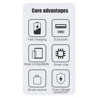 PD Dual Ports Travel Wall Charger Adapter Fast Charging with 3FT USB-C to Type-C Cable
