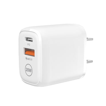 20W PD Dual Ports Travel Wall Charger Adapter Fast Charging with 4FT USB-C To 8-PIN Cable