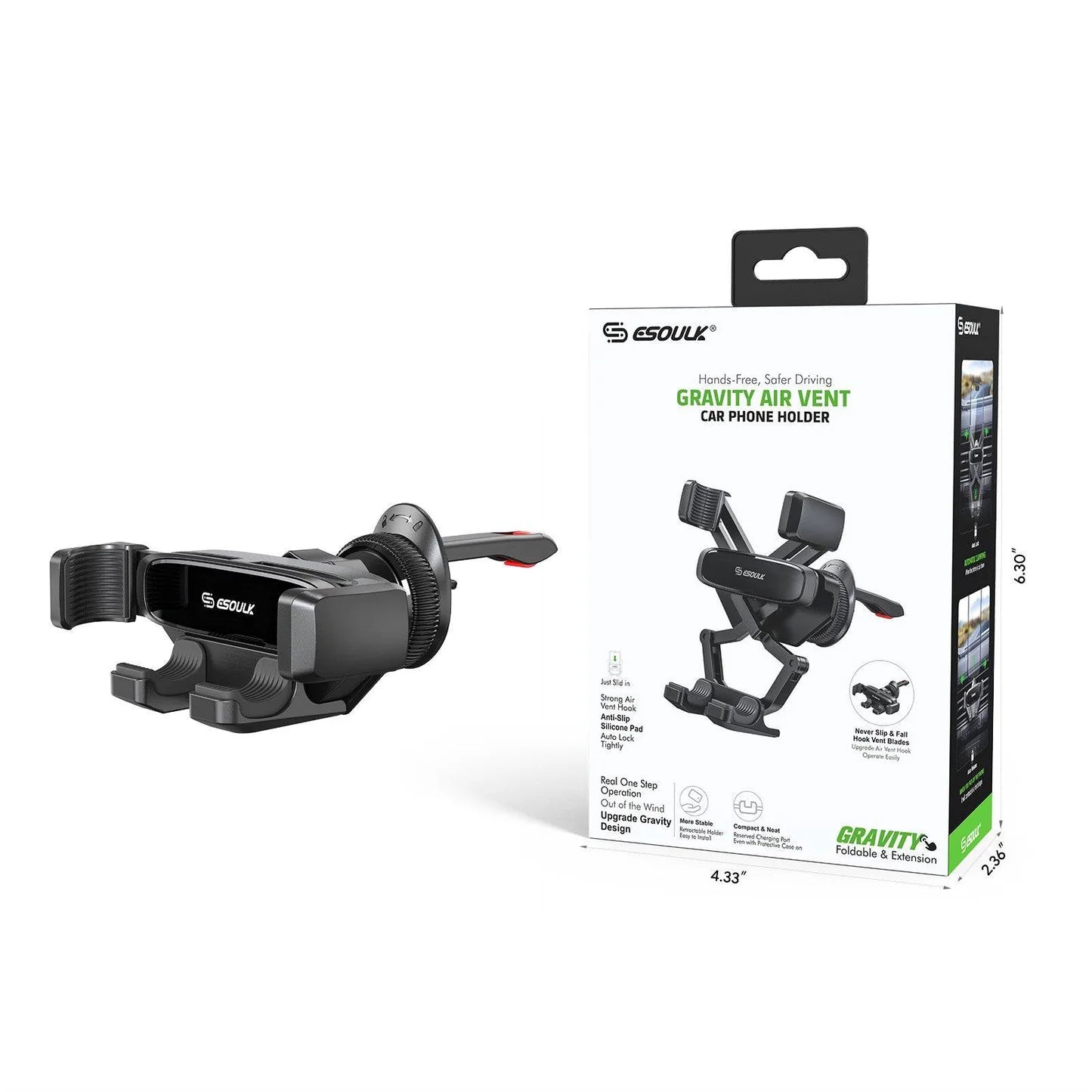 Gravity Air Vent Car Phone Holder for iPhone models and Android devices