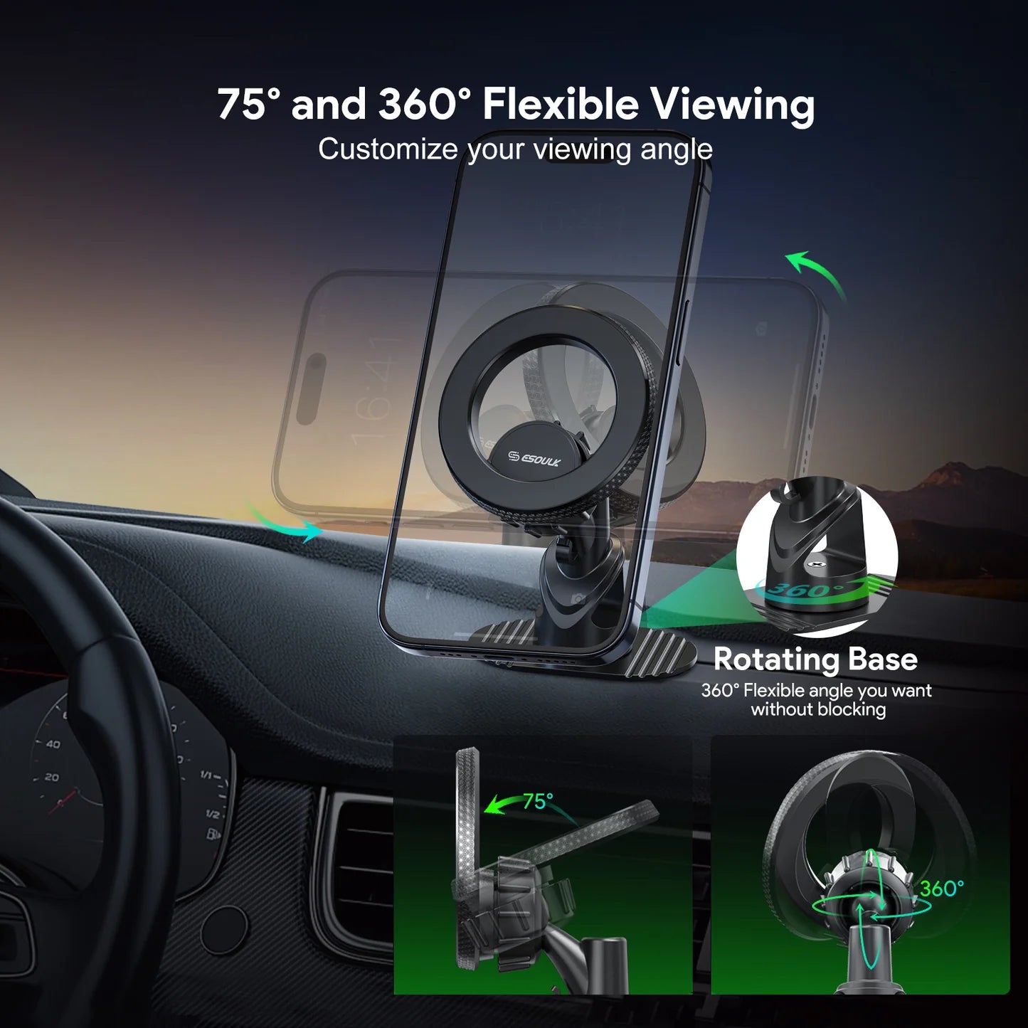 Magnetic Car Mount Phone Holder with 360å¡ Rotation